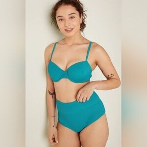 NWOT PINK Victoria's Secret High Waisted Teal Bikini Swim Set Size Medium